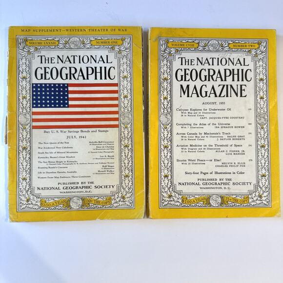 The National Geographic Magazine Lot Of 2 July 1942 & August 1955 - Picture 1 of 4